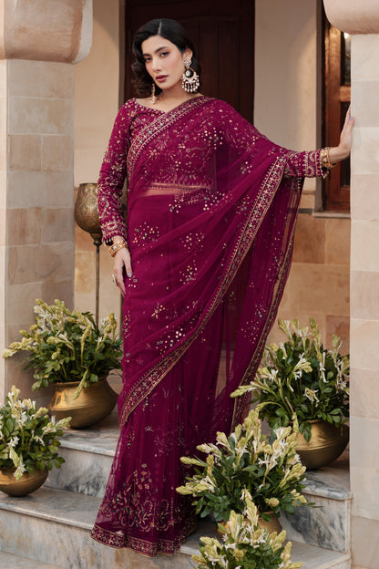 Naqshi | Ghar Ki Shadi | Meeru XS Burgundy Net