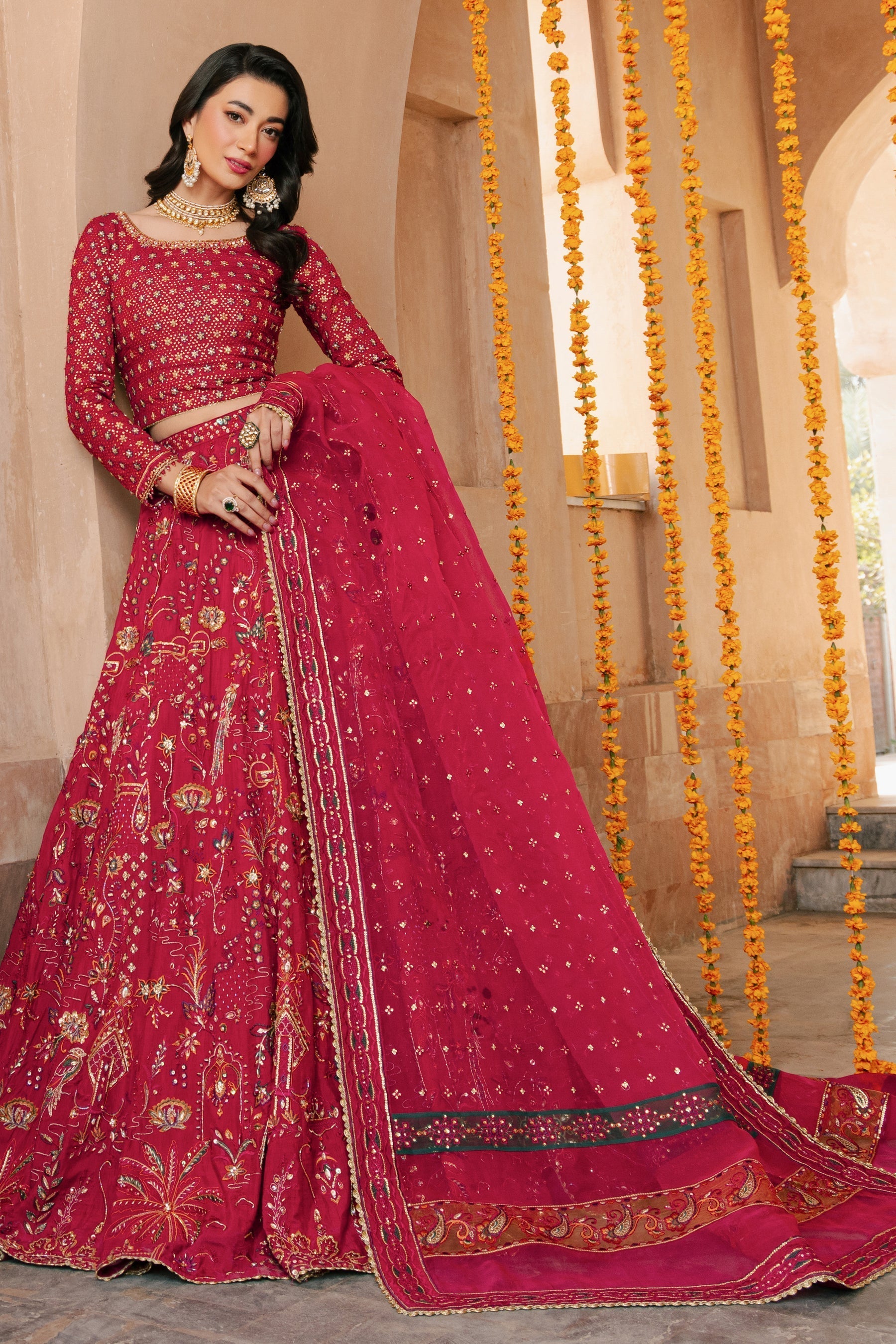 Naqshi | Ghar Ki Shadi | Nageen XS Hot Pink Indian Raw Silk