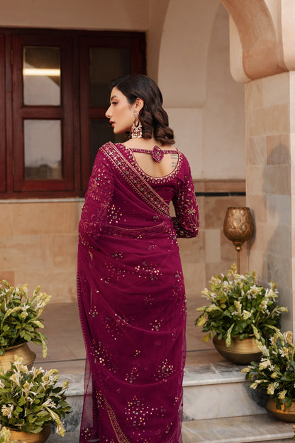 Naqshi | Ghar Ki Shadi | Meeru S Burgundy Net