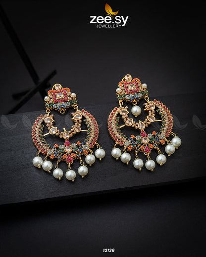 Naurattan Chandbali Earrings Champagne