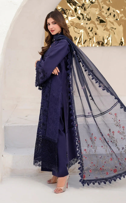 Asifa and Nabeel | Azalia Summer 25 | Nile (AZL25-08) XL Navy Blue Lawn