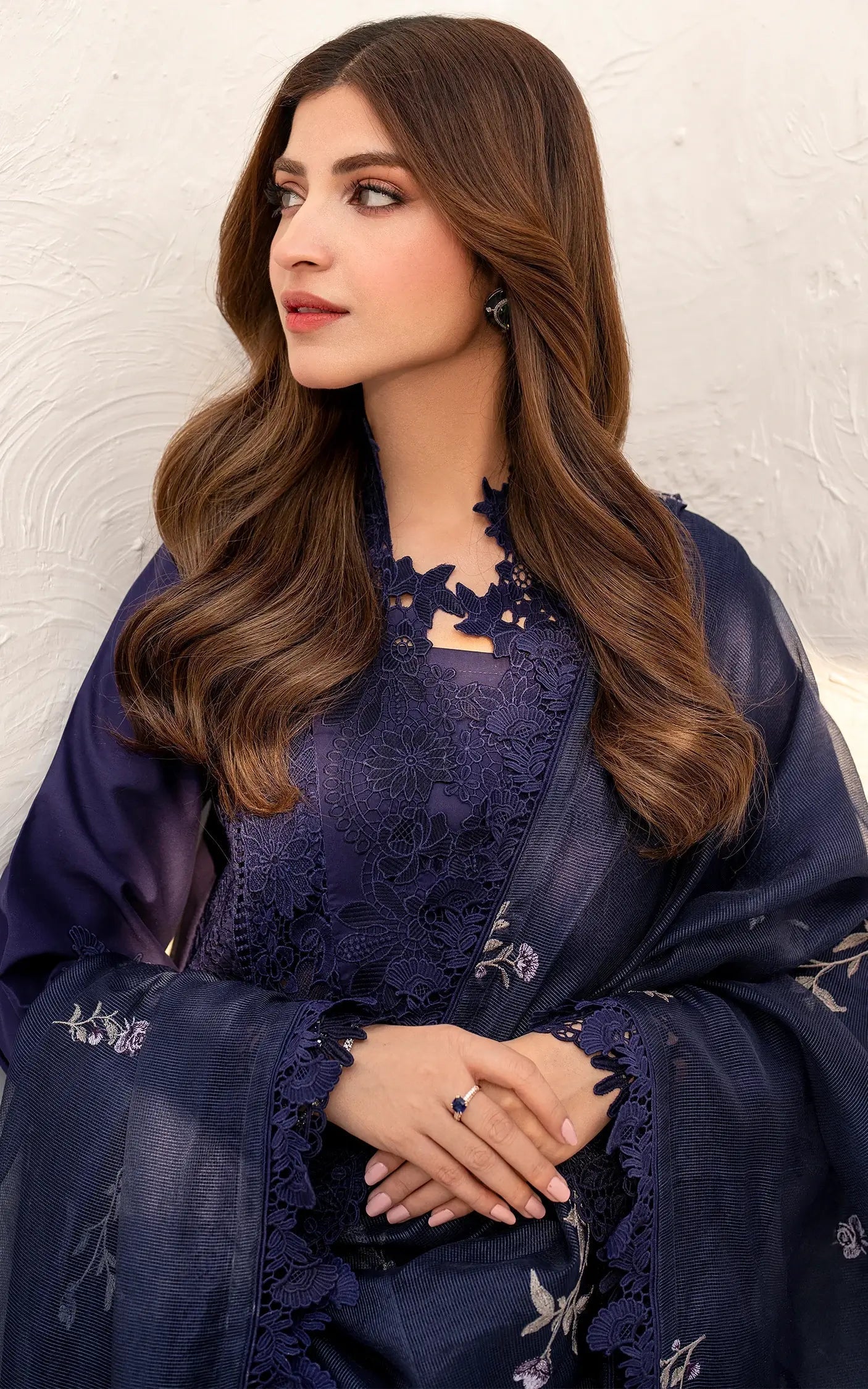 Asifa and Nabeel | Azalia Summer 25 | Nile (AZL25-08) M Navy Blue Lawn