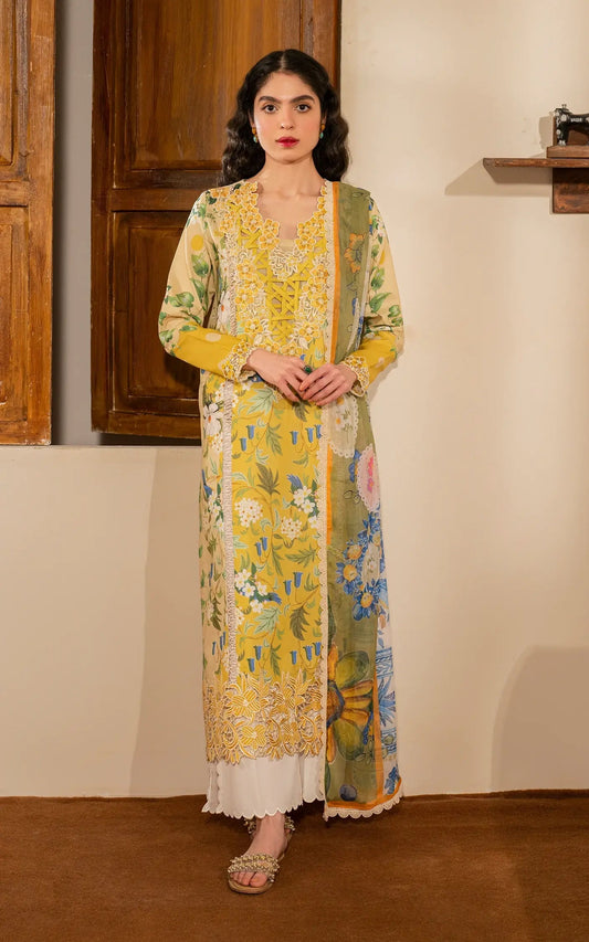 Asifa and Nabeel | Meraki Vintage 25 | Nimbu Pani (MVL25-04) XS Yellow Lawn