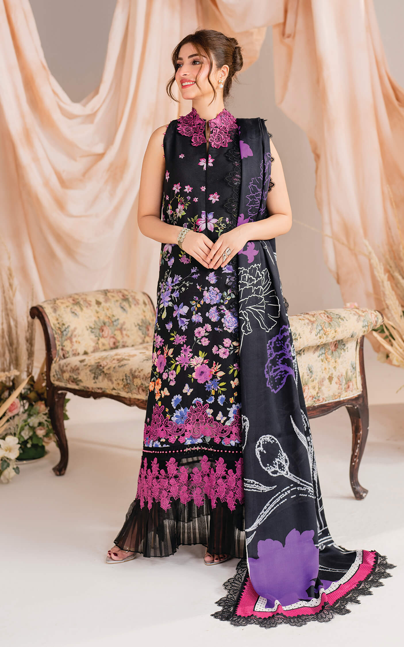 Asifa and Nabeel | Winter Meraki 24 | Nocturne-MW-10 - Pakistani Designer Dress - by Asifa and Nabeel | Type: Ladies Clothes - 100% Original at Saira Sultan
