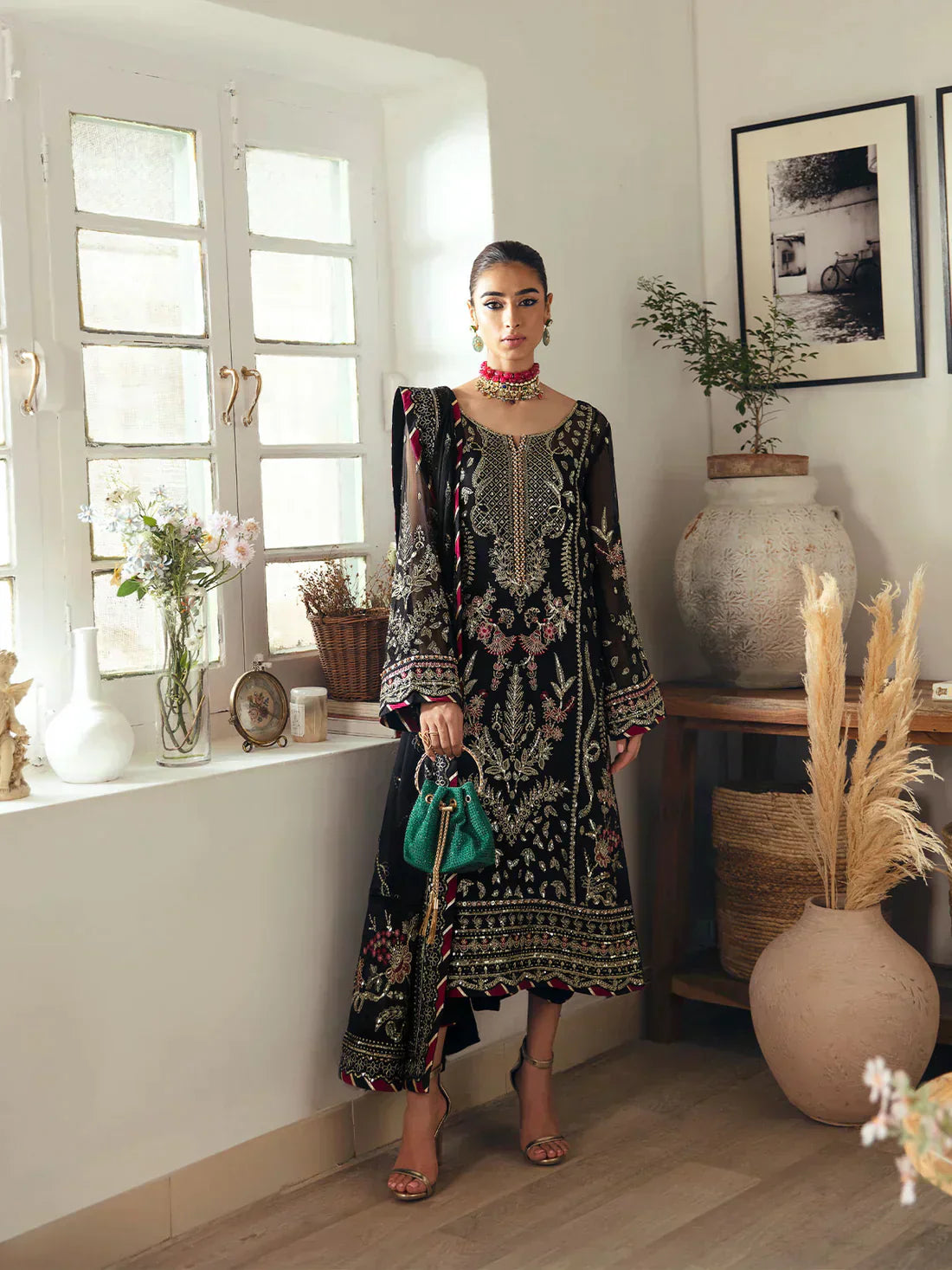 Gulaal | Embroidered Chiffon 23 | NOIR GL-EC-23V1-06 - Pakistani Designer Dress - by Gulaal | Type: Formal - 100% Original at Saira Sultan