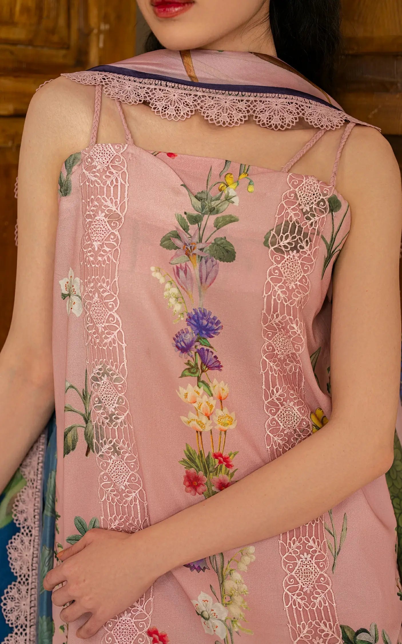 Asifa and Nabeel | Meraki Vintage 25 | Noor (MVL25-14) M Pale Peach Lawn