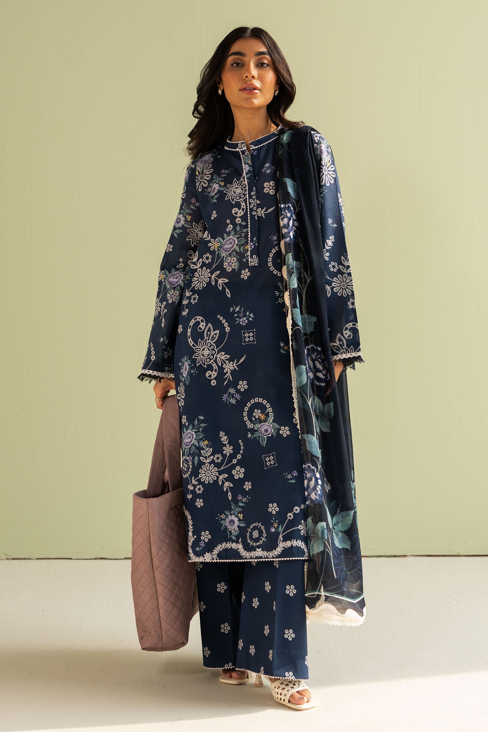 Zara Shahjahan | Coco Prints 25 | Nora-8A M Navy Blue Lawn
