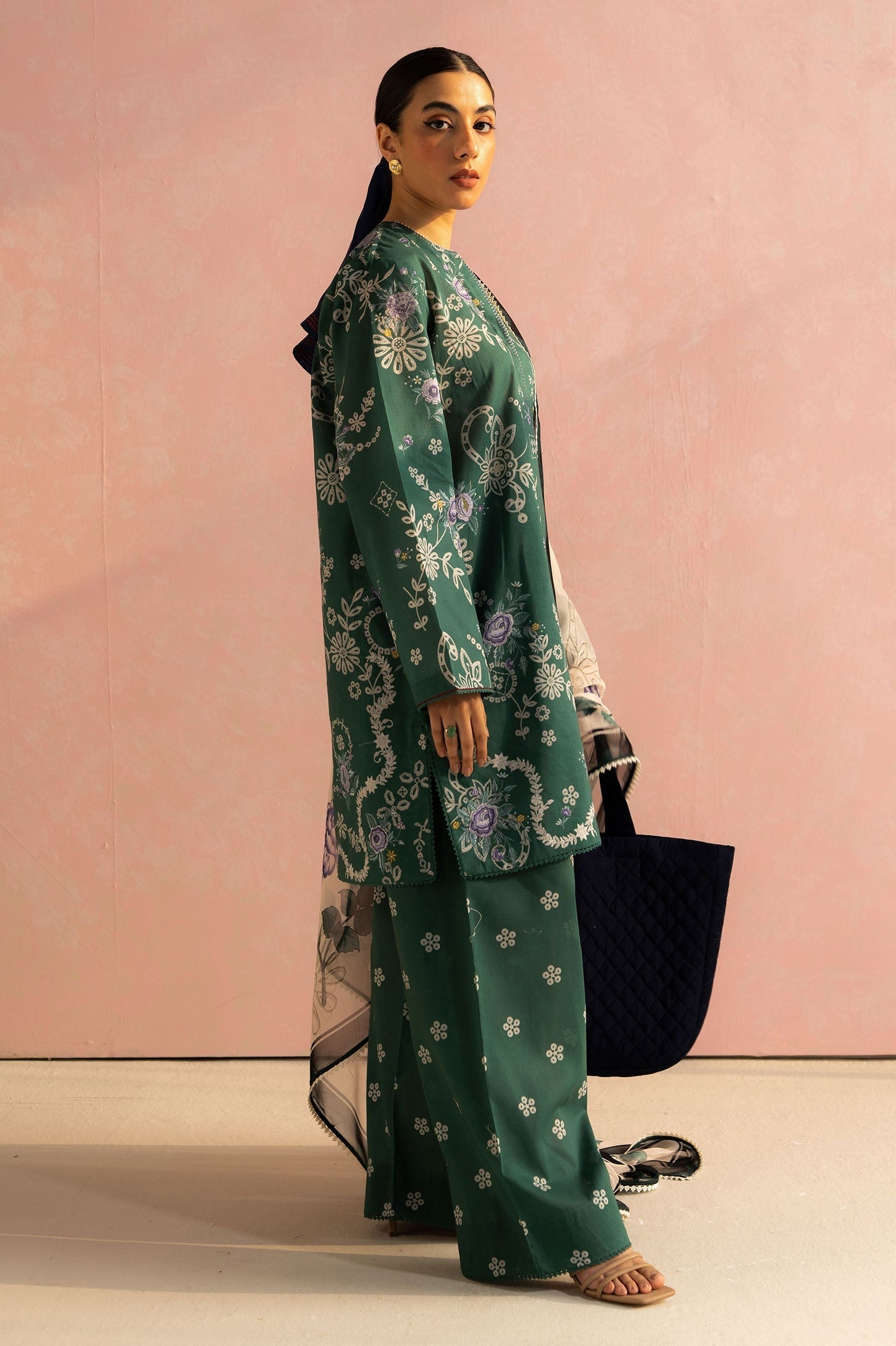 Zara Shahjahan | Coco Prints 25 | Nora-8B M Dark Green Lawn