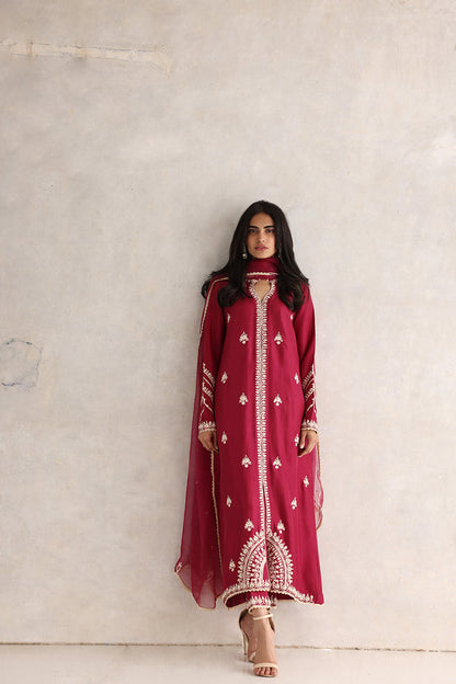 Sana Abbas | Luxury Pret | Nuray XS Dust Red Silk