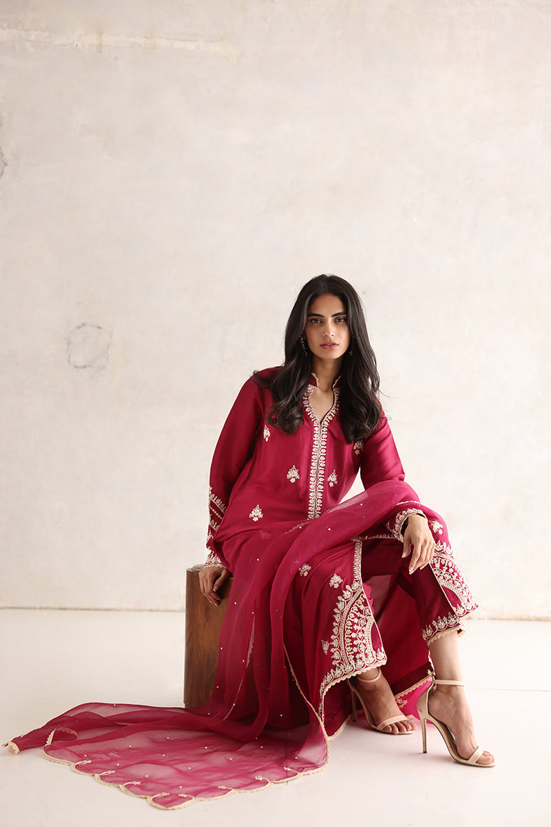 Sana Abbas | Luxury Pret | Nuray M Dust Red Silk