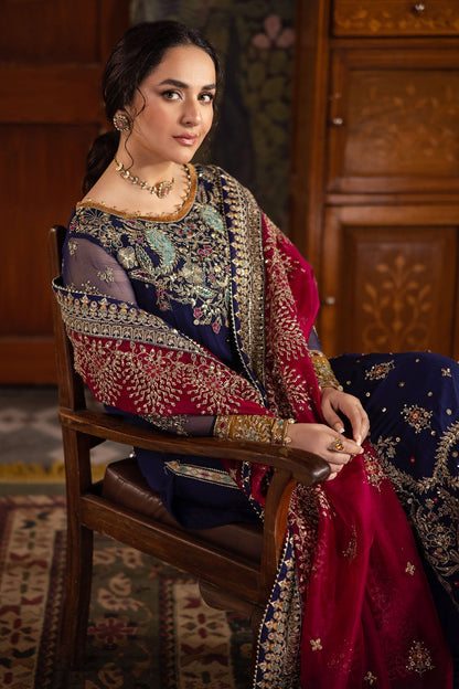Nureh | Alfaaz Formals | NL-75 JUGNI Custom Size Navy Chiffon