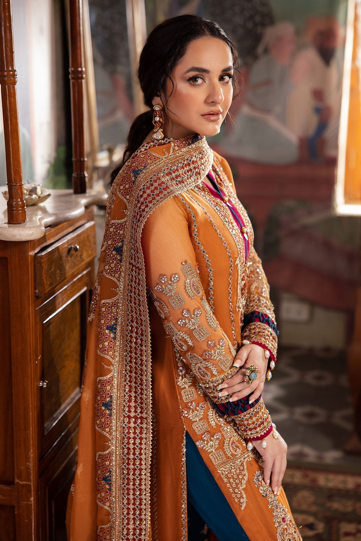 Nureh | Alfaaz Formals | NL-77 AZFAR L Orange Chiffon