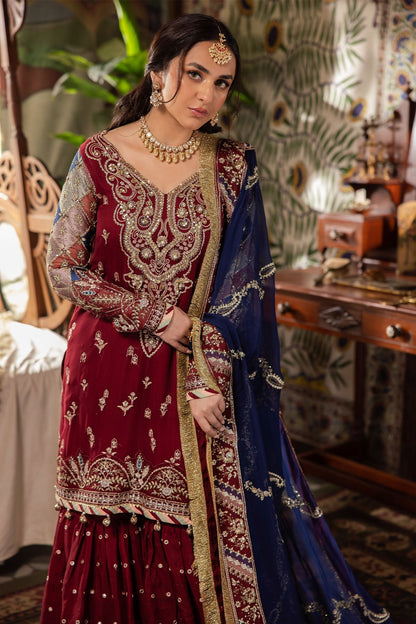 Nureh | Alfaaz Formals | NL-76 SHEHRBANO M Deep Red Chiffon