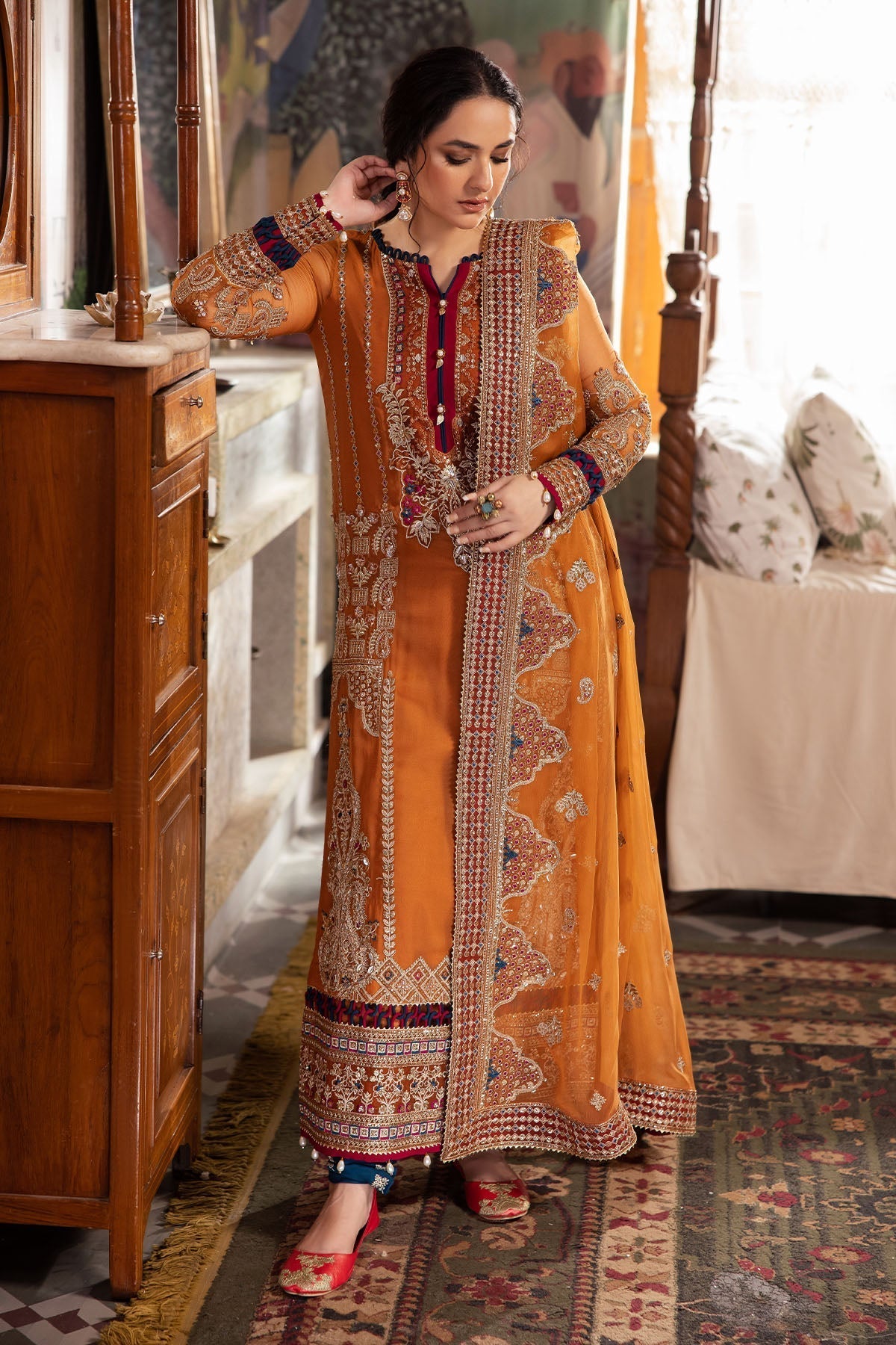Nureh | Alfaaz Formals | NL-77 AZFAR XL Orange Chiffon