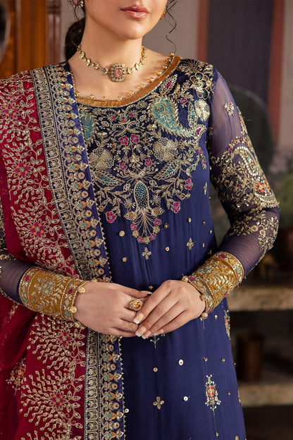 Nureh | Alfaaz Formals | NL-75 JUGNI L Navy Chiffon