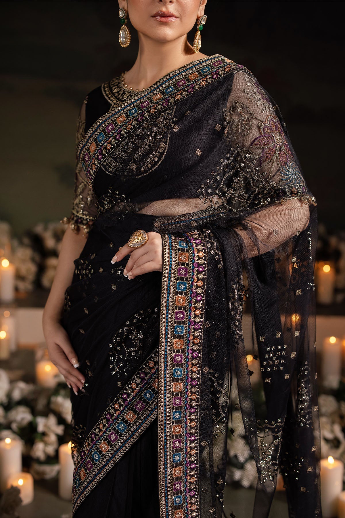 Nureh | Alfaaz Formals | NL-78 RUHI L Black Net