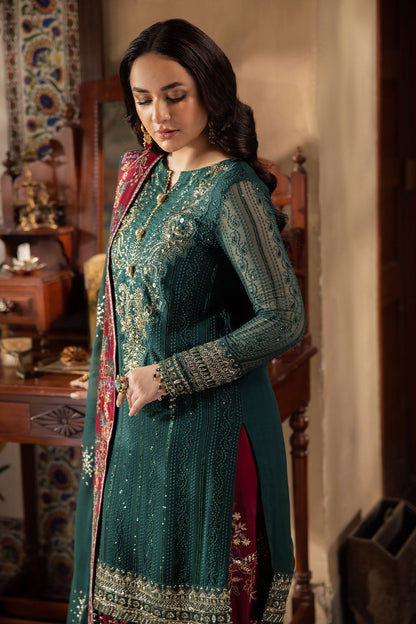 Nureh | Alfaaz Formals | NL-74 MAHROO L Deep Green Chiffon