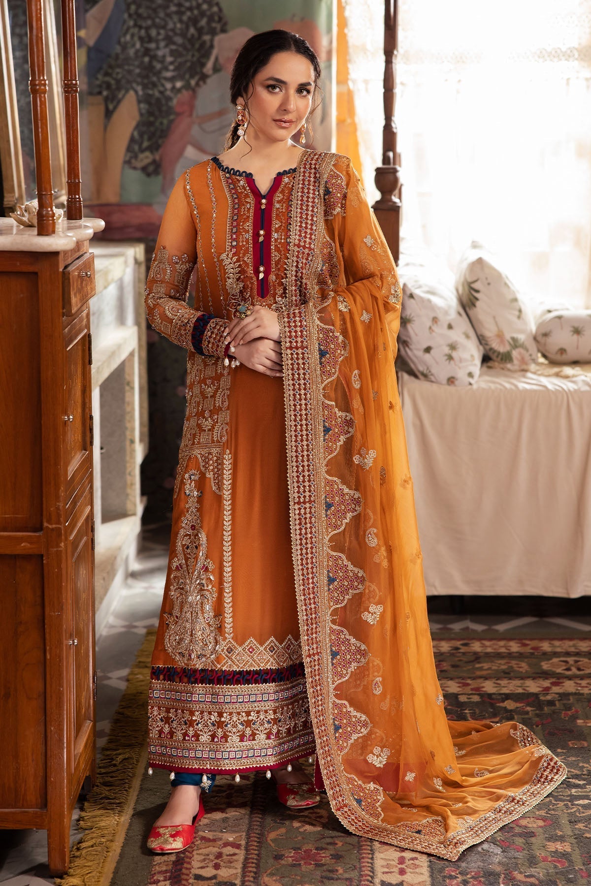 Nureh | Alfaaz Formals | NL-77 AZFAR XS Orange Chiffon