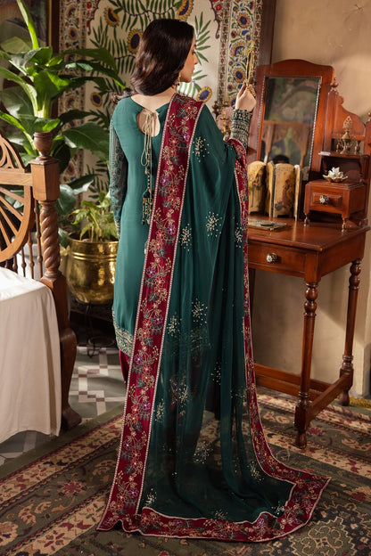 Nureh | Alfaaz Formals | NL-74 MAHROO S Deep Green Chiffon