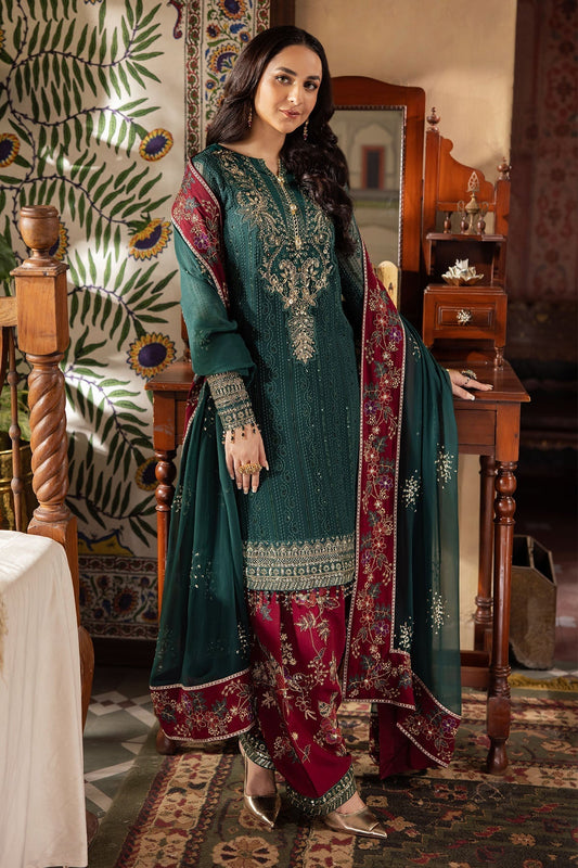 Nureh | Alfaaz Formals | NL-74 MAHROO XS Deep Green Chiffon