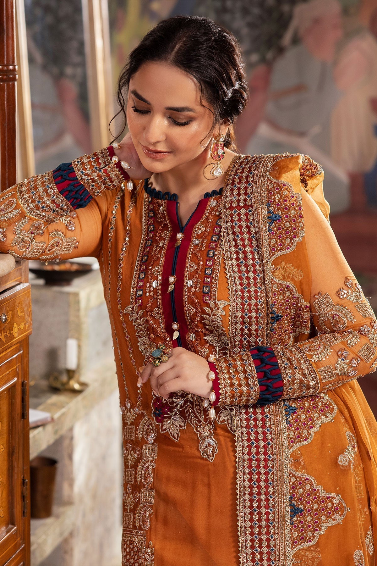 Nureh | Alfaaz Formals | NL-77 AZFAR Custom Size Orange Chiffon