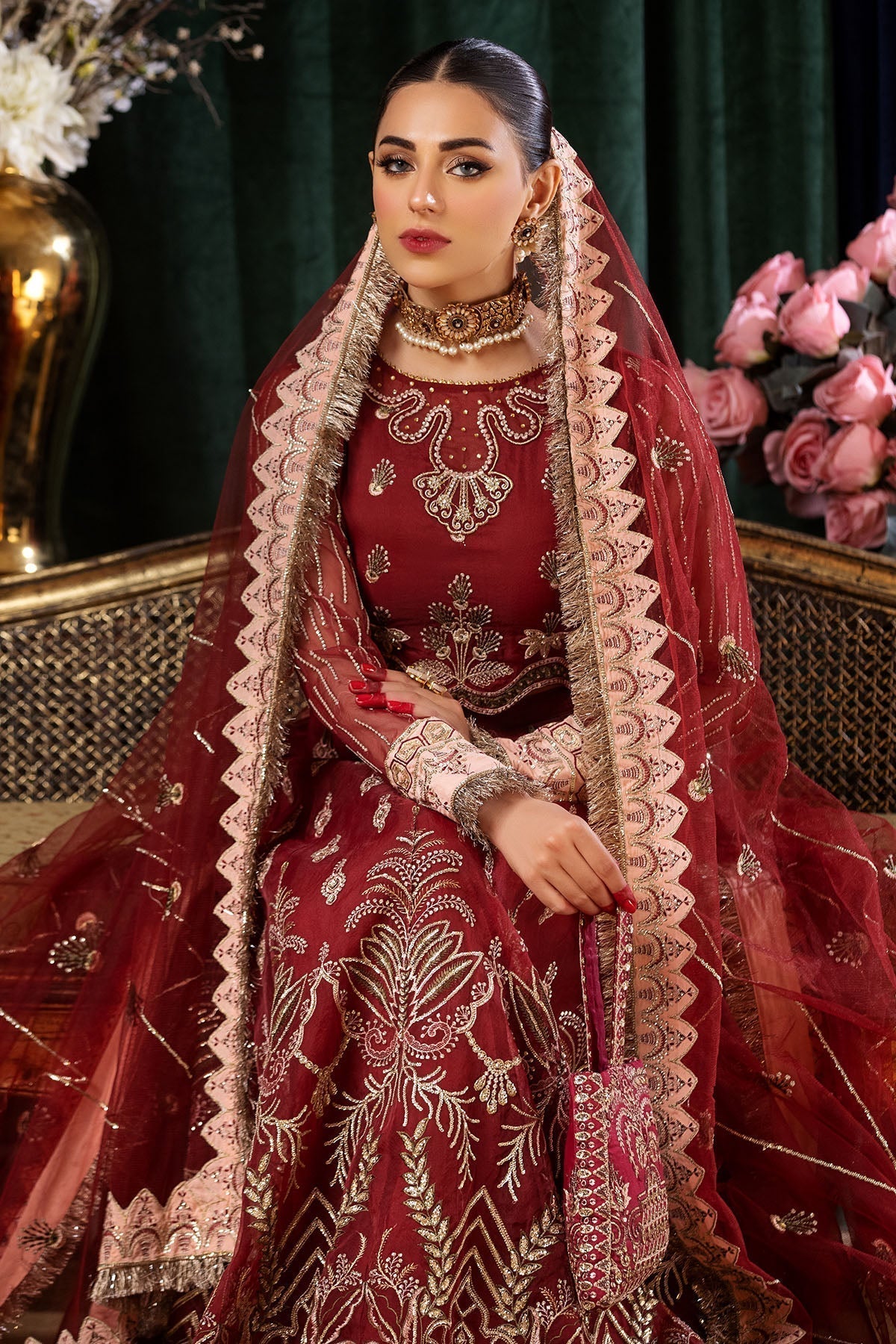 Nureh | Aroha Formals | AR-02 Custom Size Maroon Chiffon