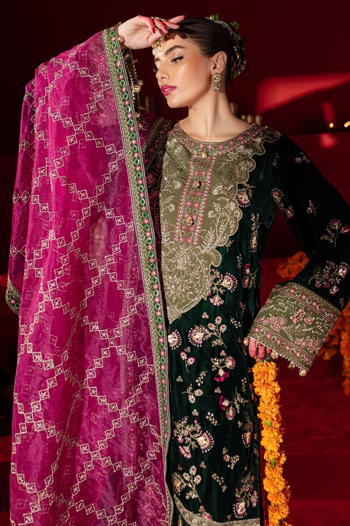 Nureh | Maya Velvet |  NW-88 - Pakistani Designer Dress - by Nureh | Type: Ladies Clothes - 100% Original at Saira Sultan