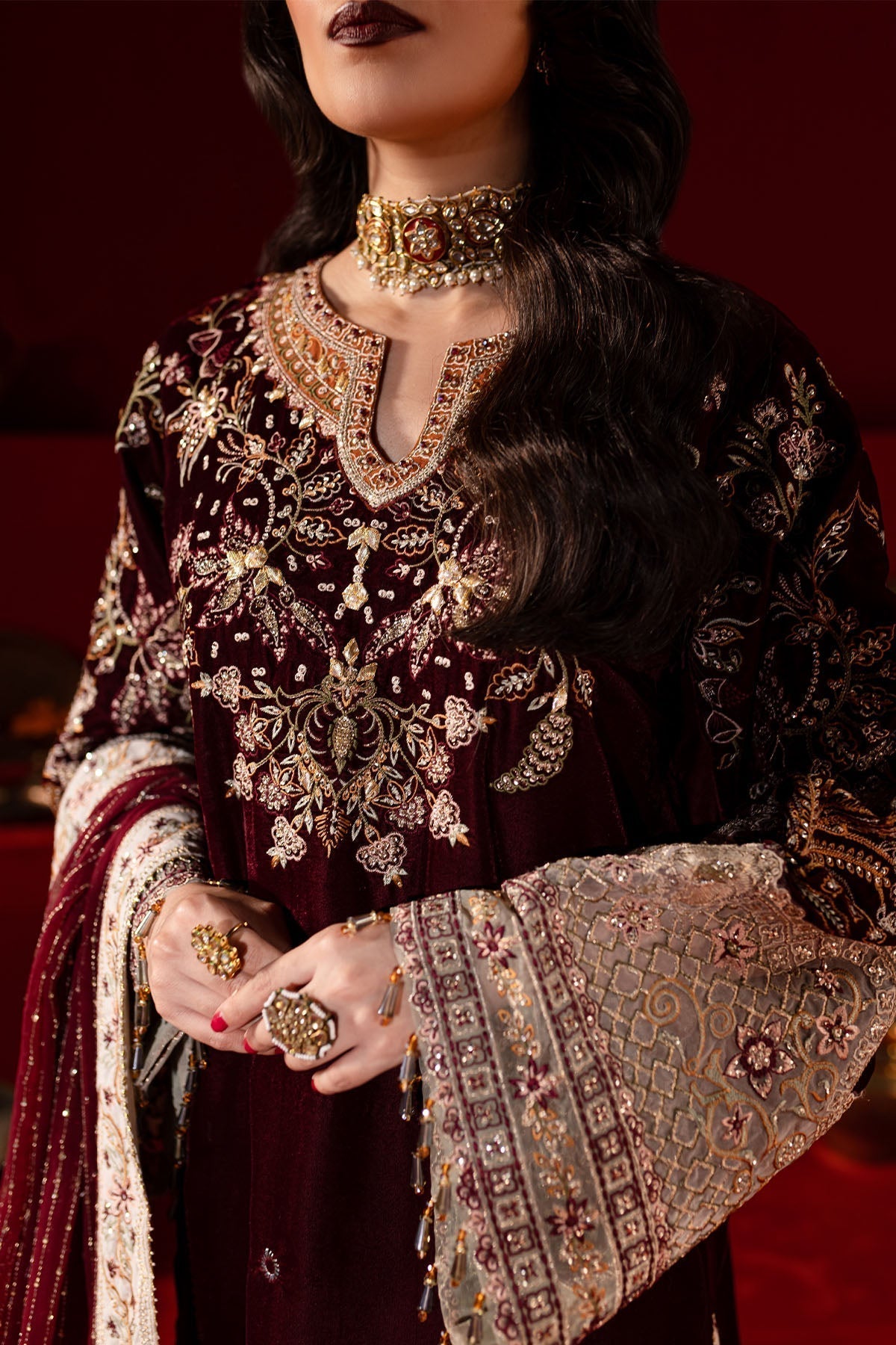 Nureh | Maya Velvet |  NW-89 - Pakistani Designer Dress - by Nureh | Type: Ladies Clothes - 100% Original at Saira Sultan
