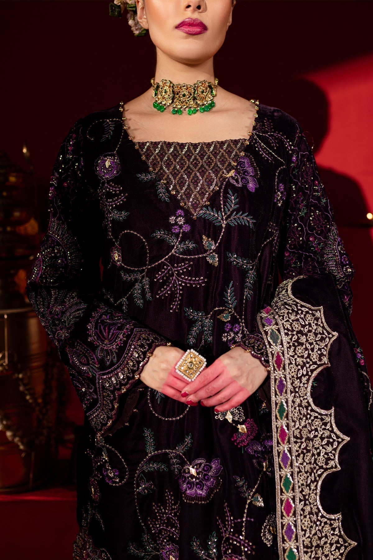 Nureh | Maya Velvet |  NW-91 - Pakistani Designer Dress - by Nureh | Type: Ladies Clothes - 100% Original at Saira Sultan