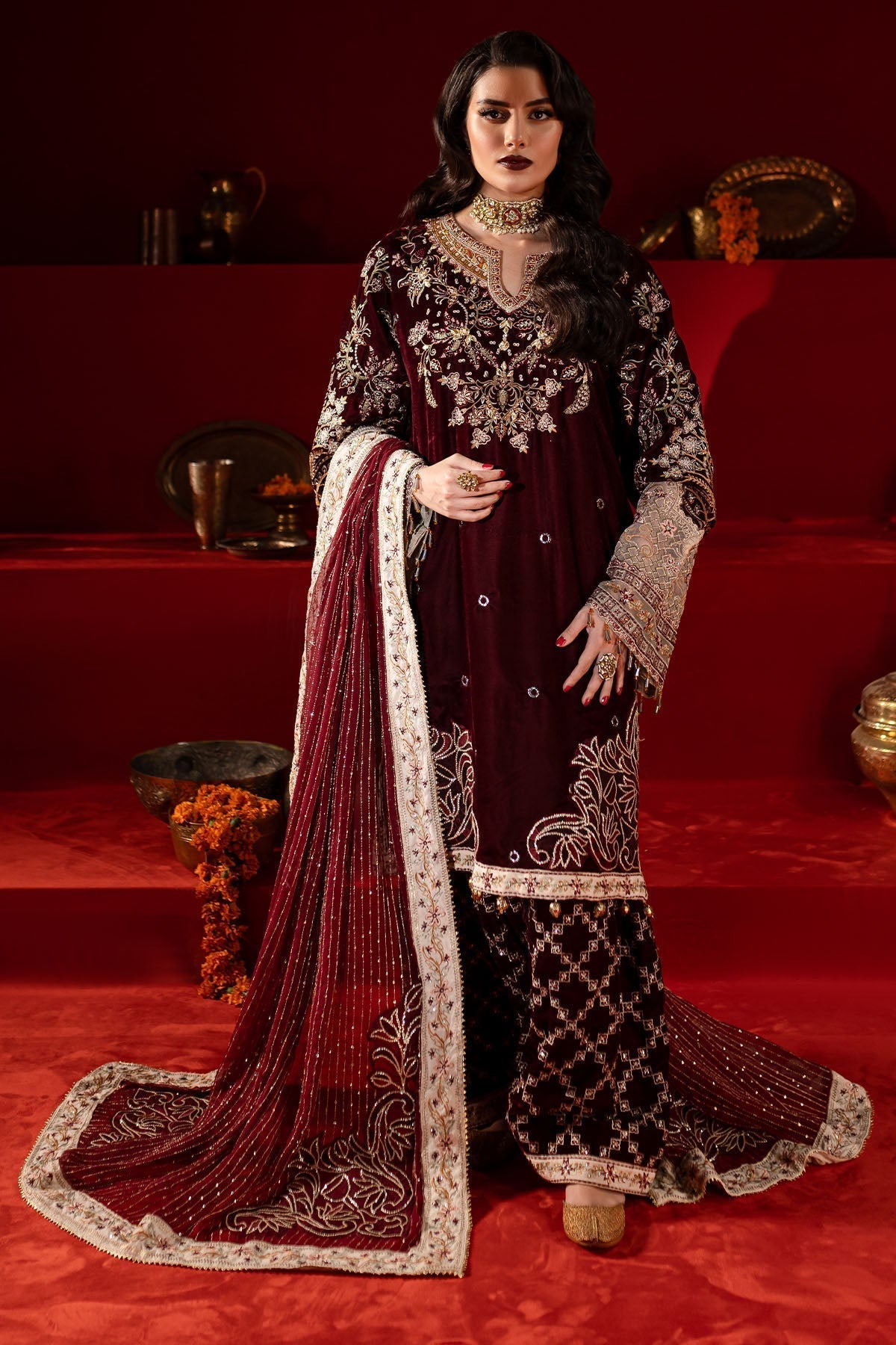 Nureh | Maya Velvet |  NW-89 - Pakistani Designer Dress - by Nureh | Type: Ladies Clothes - 100% Original at Saira Sultan