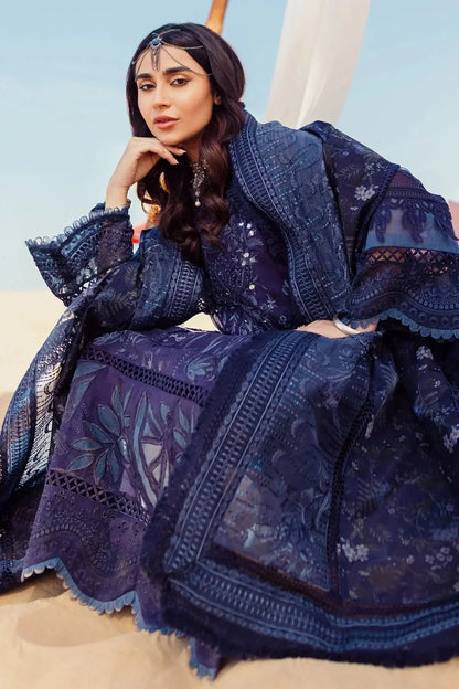 Nureh | Sehra Swiss Voil Lawn | NILE BLUE - NE-77 - Pakistani Designer Dress - by Nureh | Type: Luxury - 100% Original at Saira Sultan