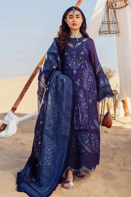 Nureh | Sehra Swiss Voil Lawn | NILE BLUE - NE-77 - Pakistani Designer Dress - by Nureh | Type: Luxury - 100% Original at Saira Sultan
