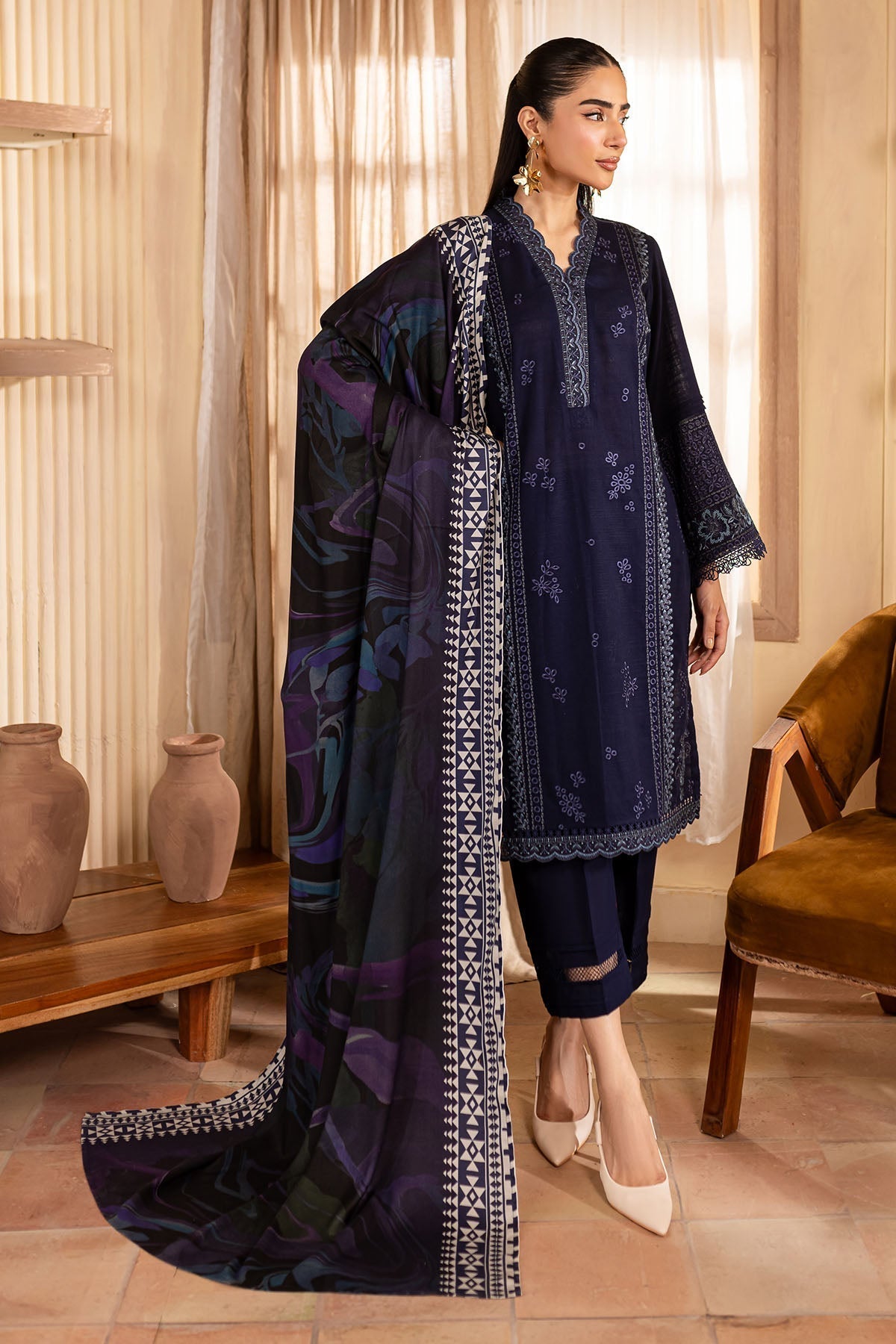 Nureh | Shades of Winter | NP-582 XS Khaddar Navy Blue