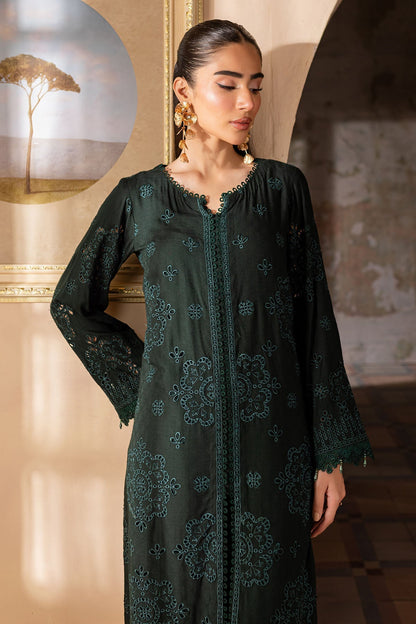 Nureh | Shades of Winter | NP-584 L Bottle Green Linen Jacquard