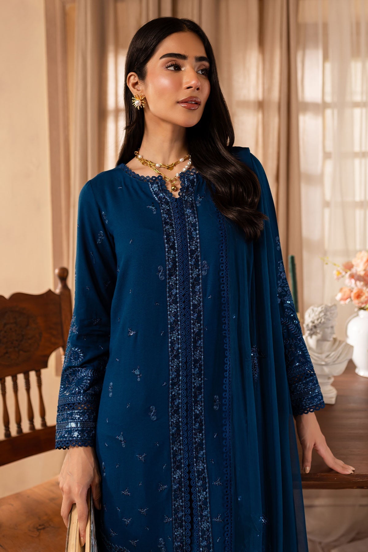 Nureh | Shades of Winter | NP-583 M Navy Karandi