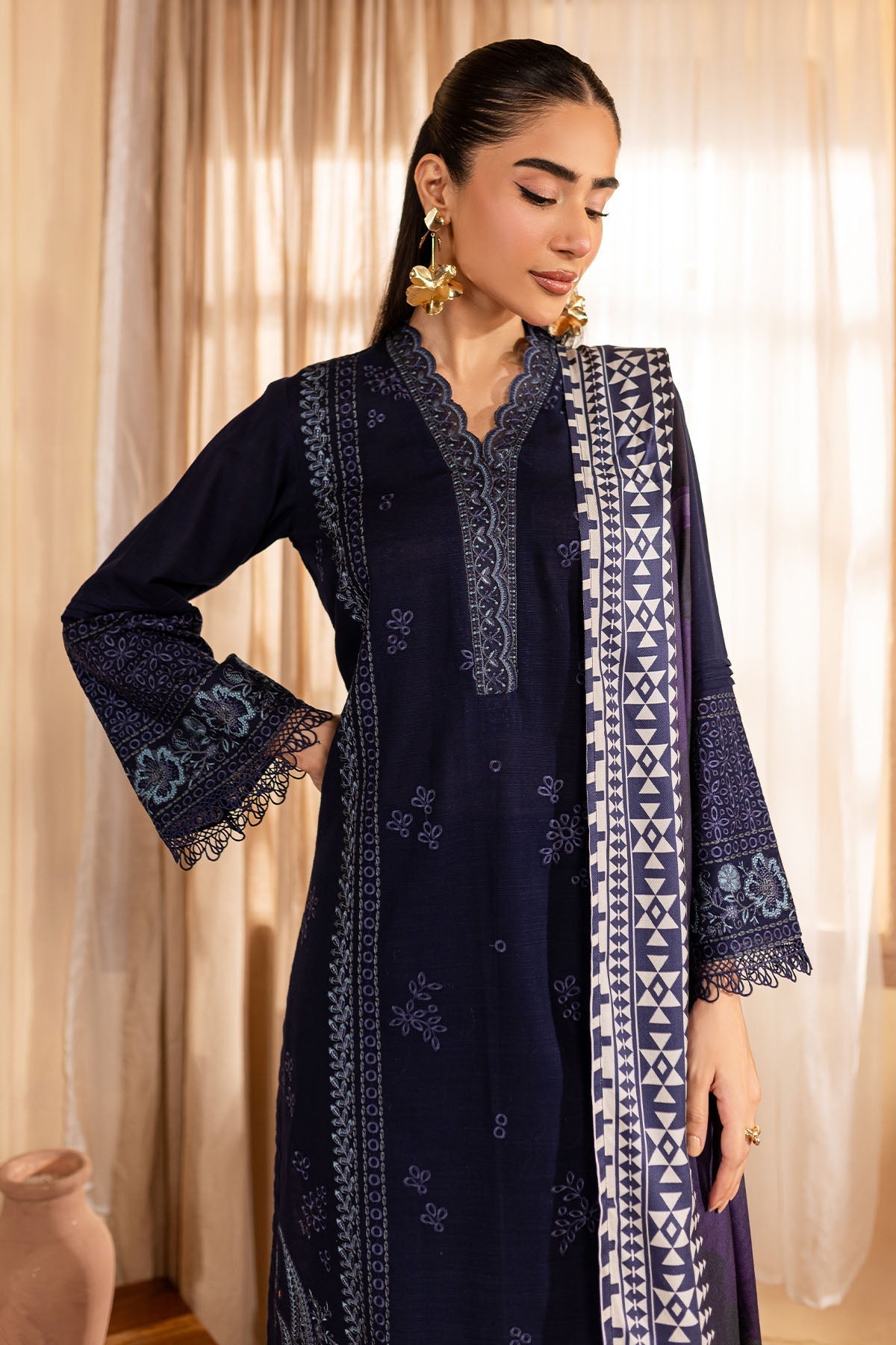 Nureh | Shades of Winter | NP-582 M Khaddar Navy Blue