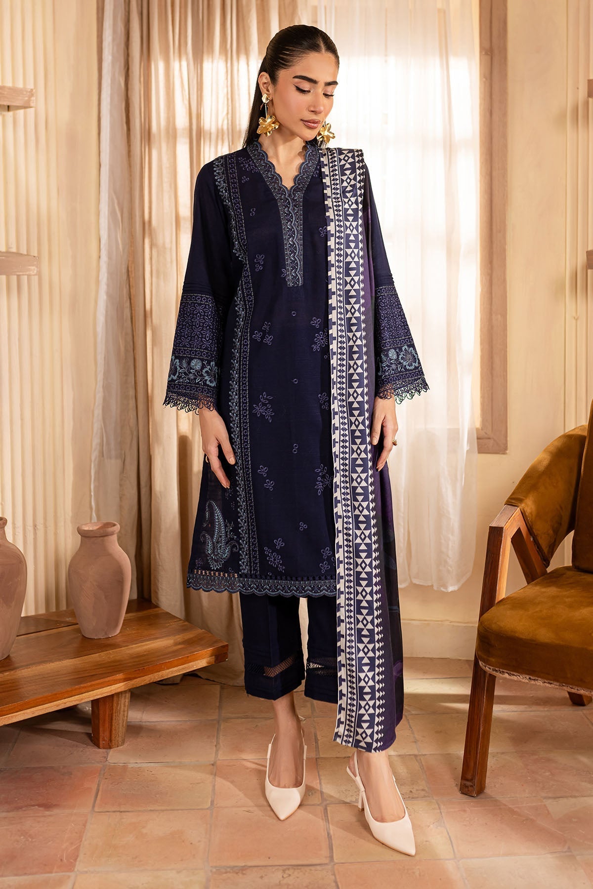 Nureh | Shades of Winter | NP-582 L Khaddar Navy Blue