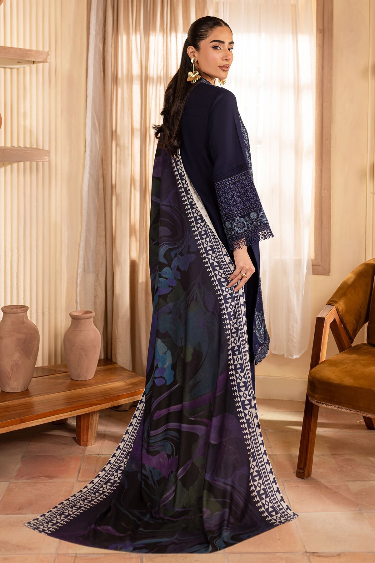 Nureh | Shades of Winter | NP-582 S Khaddar Navy Blue