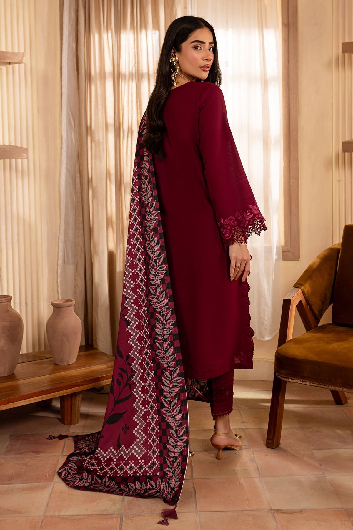 Nureh | Shades of Winter | NP-578 S Maroon Khaddar