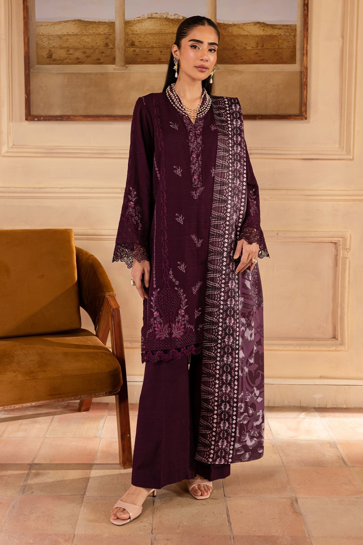 Nureh | Shades of Winter | NP-581 XS Maroon Khaddar