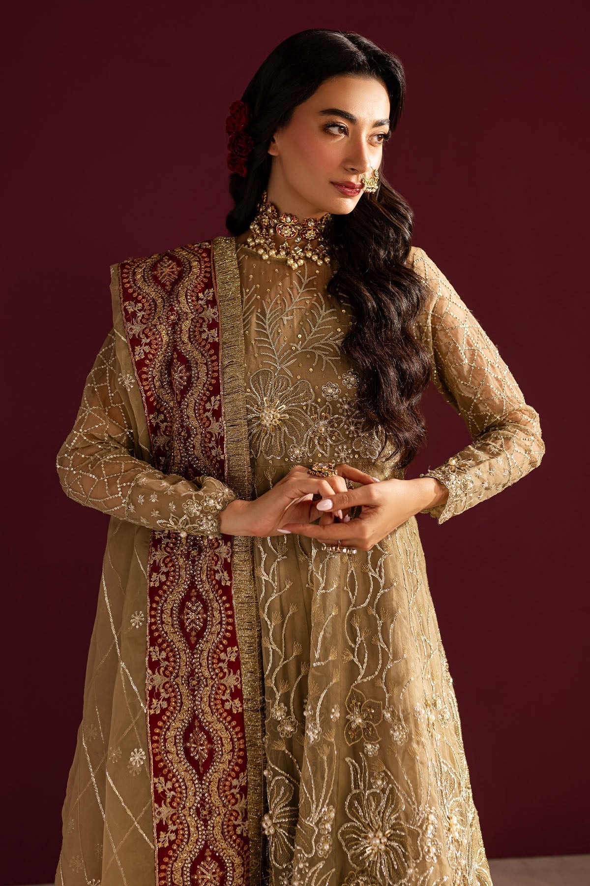 Nureh | Wedding Formals 24 | FP-130 M Dull Brown Organza