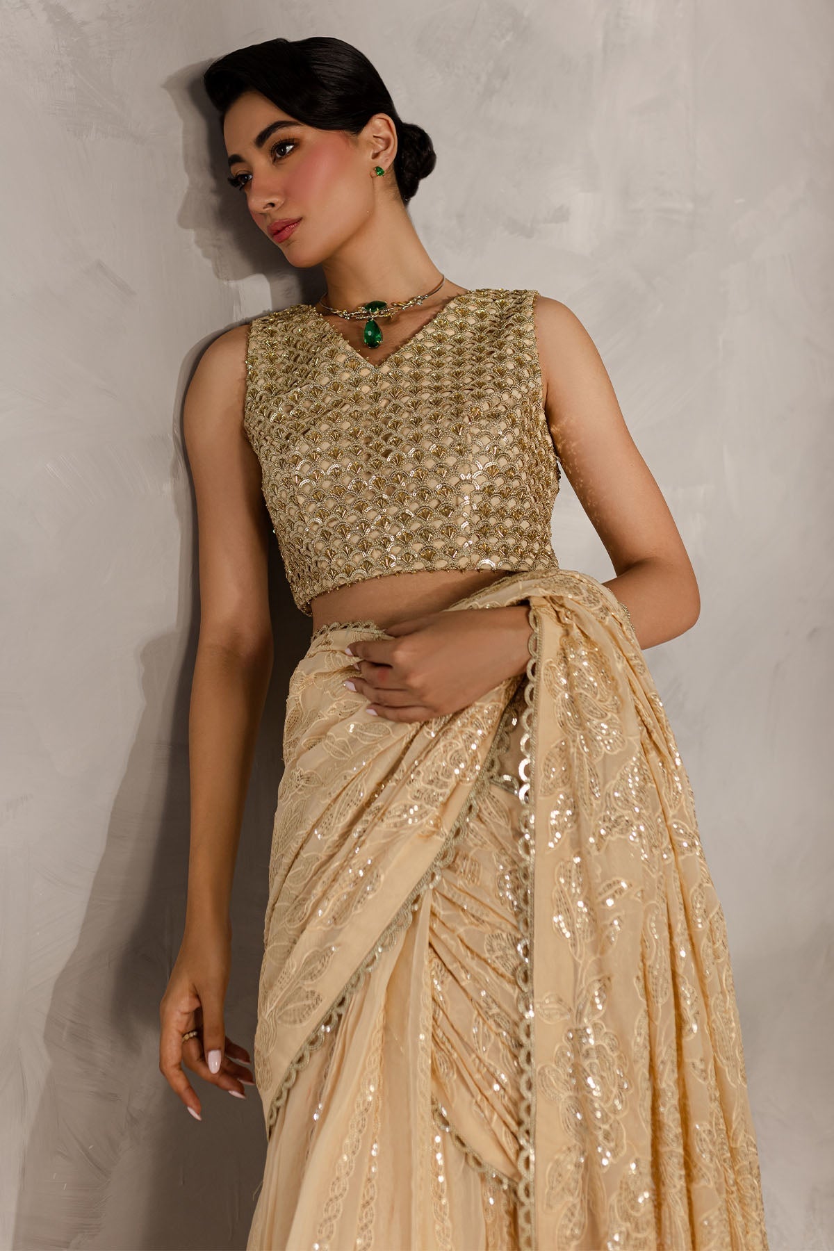 Nureh | Wedding Formals 24 | FP-145 XL Beige Chiffon
