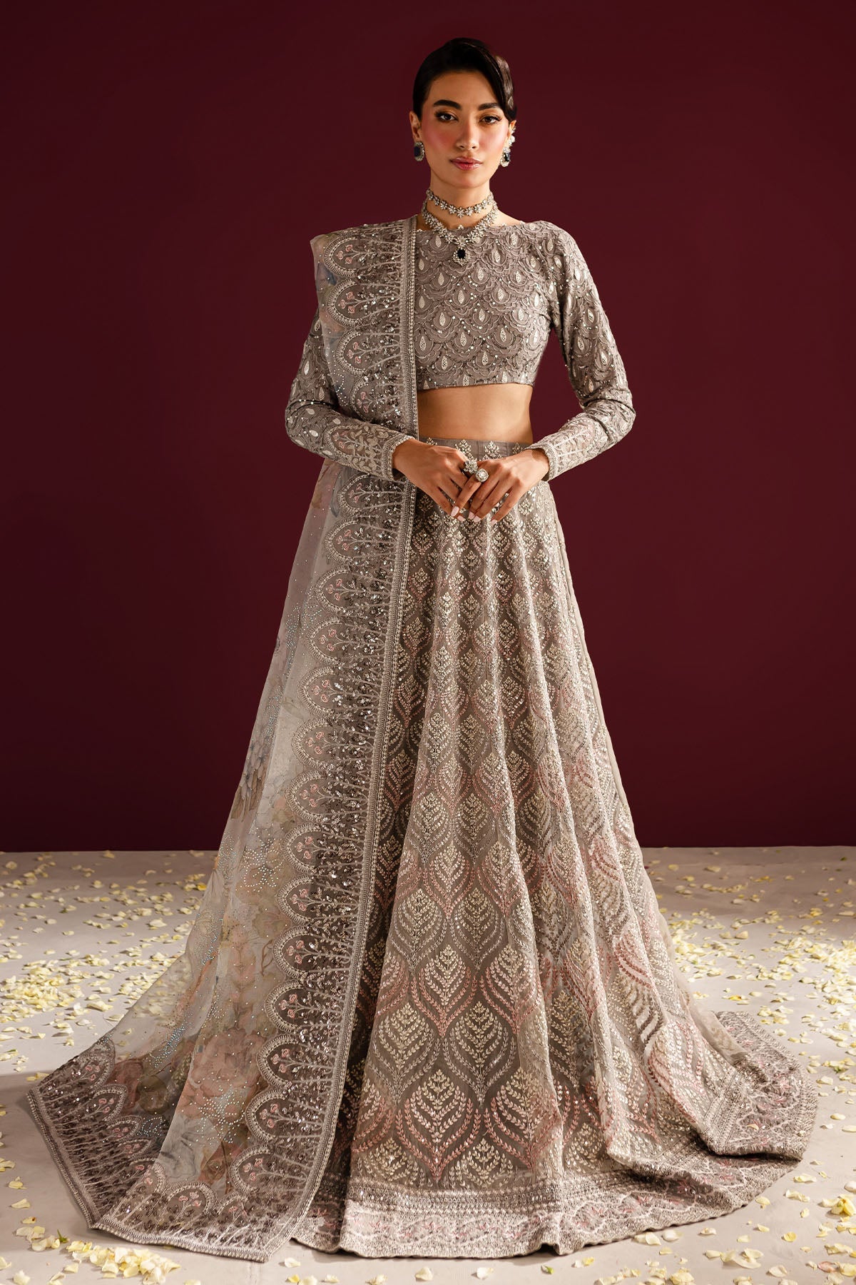 Nureh | Wedding Formals 24 | FP-128 XS Pastel Gray Organza
