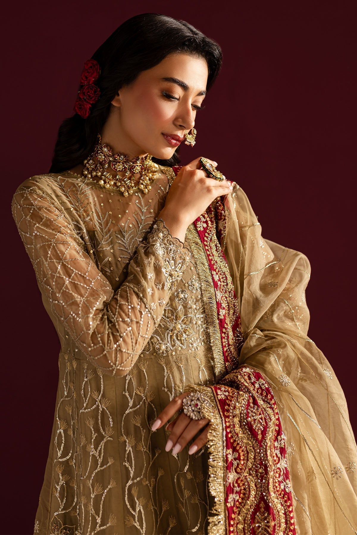 Nureh | Wedding Formals 24 | FP-130 XL Dull Brown Organza
