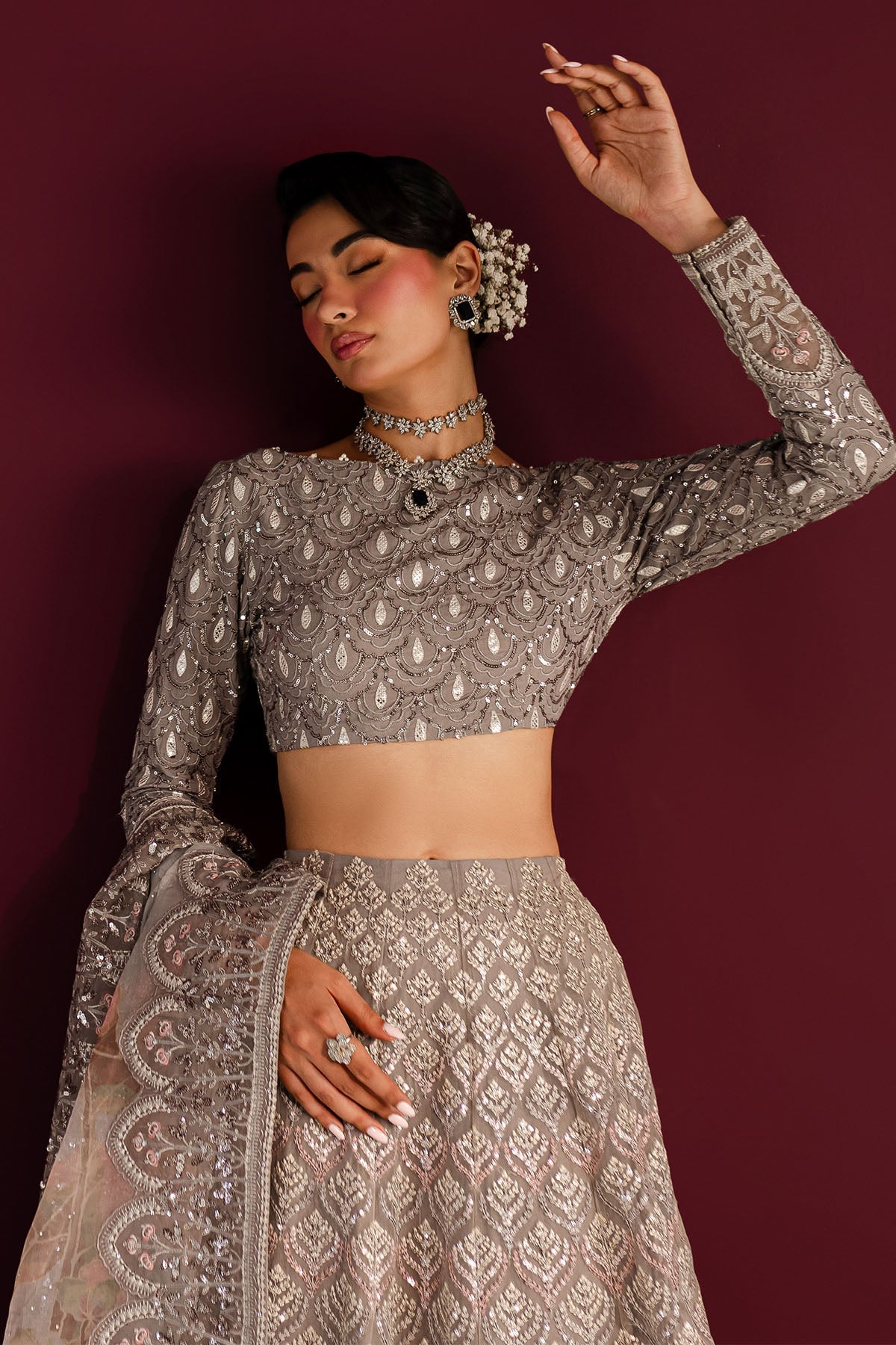 Nureh | Wedding Formals 24 | FP-128 Custom Size Pastel Gray Organza