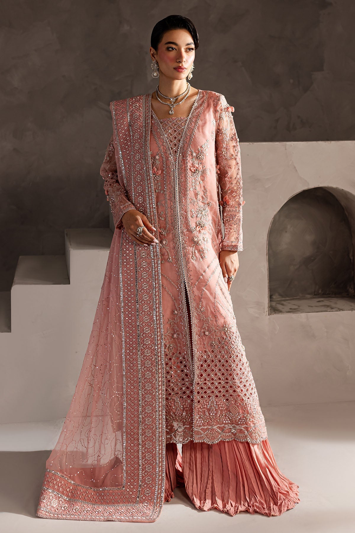 Nureh | Wedding Formals 24 | FP-144 XS Nude Pink Organza