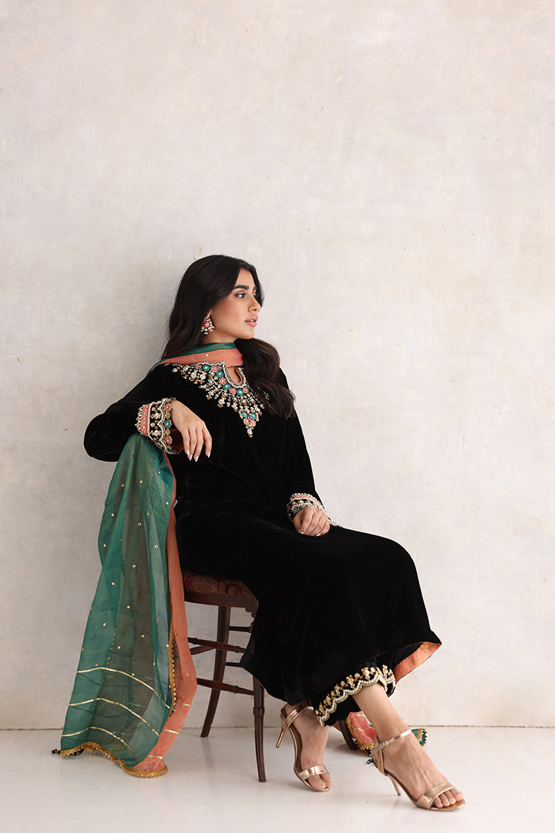 Sana Abbas | Velvet Formals | NURGUL XL Black Velvet