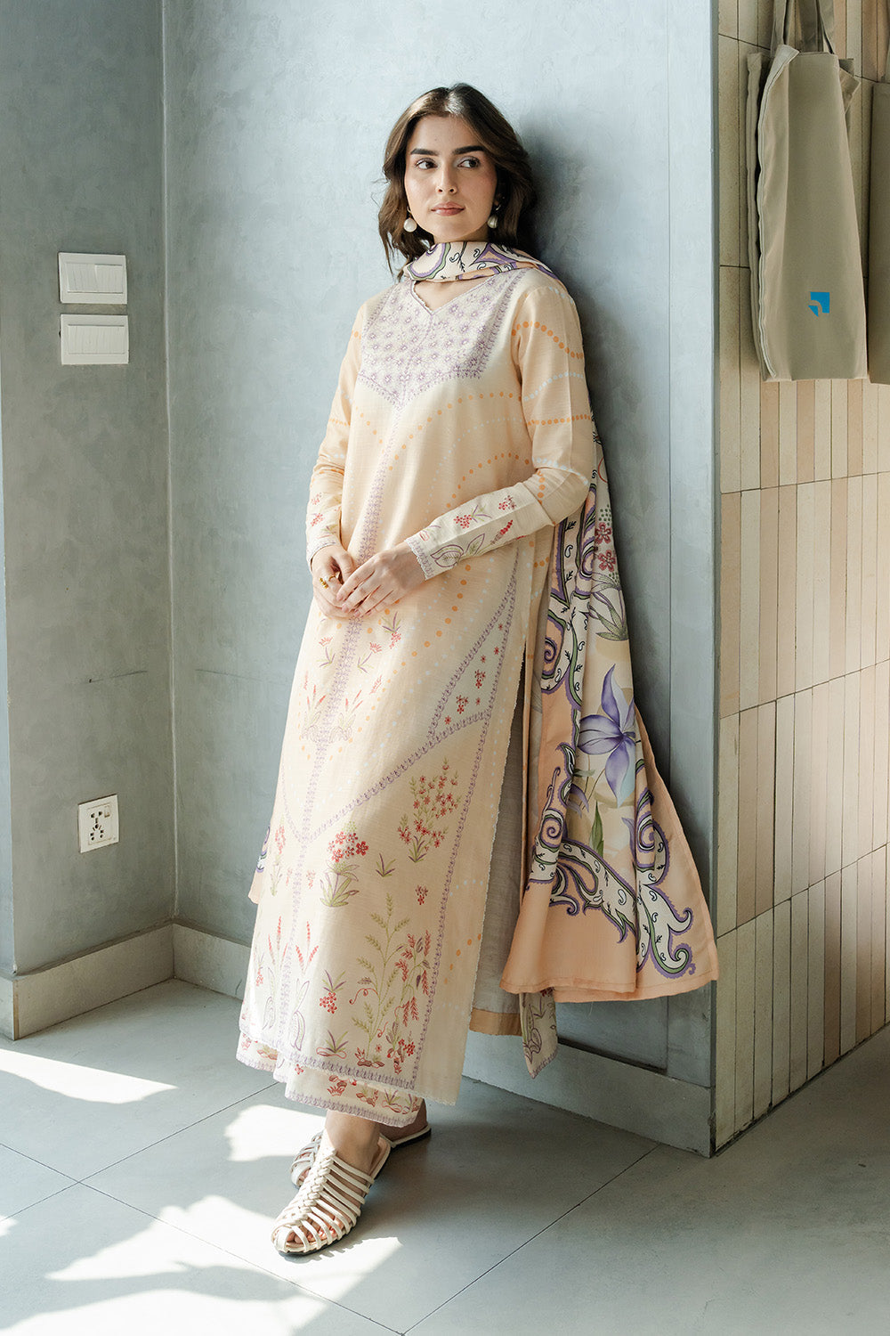 Maryum N Maria | Latte Layers Pret | SILKEN STEAM - MWS5829 by Maryum N Maria - Designer Dress  - Type : Ladies Clothes - Available at Saira Sultan - 100% Original 