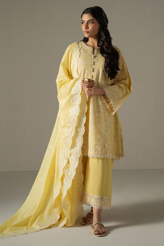 Cross Stitch | Chikankari Lawn 25 | ORCHID GEM XS Yellow Lawn