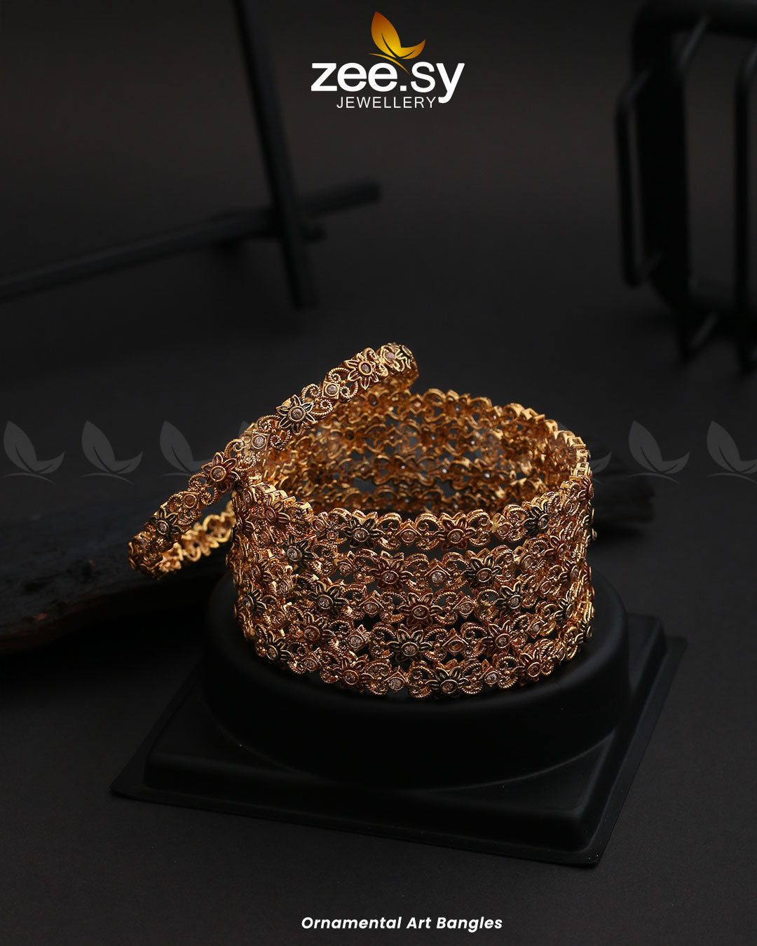 Ornamental Art Bangles Champagne